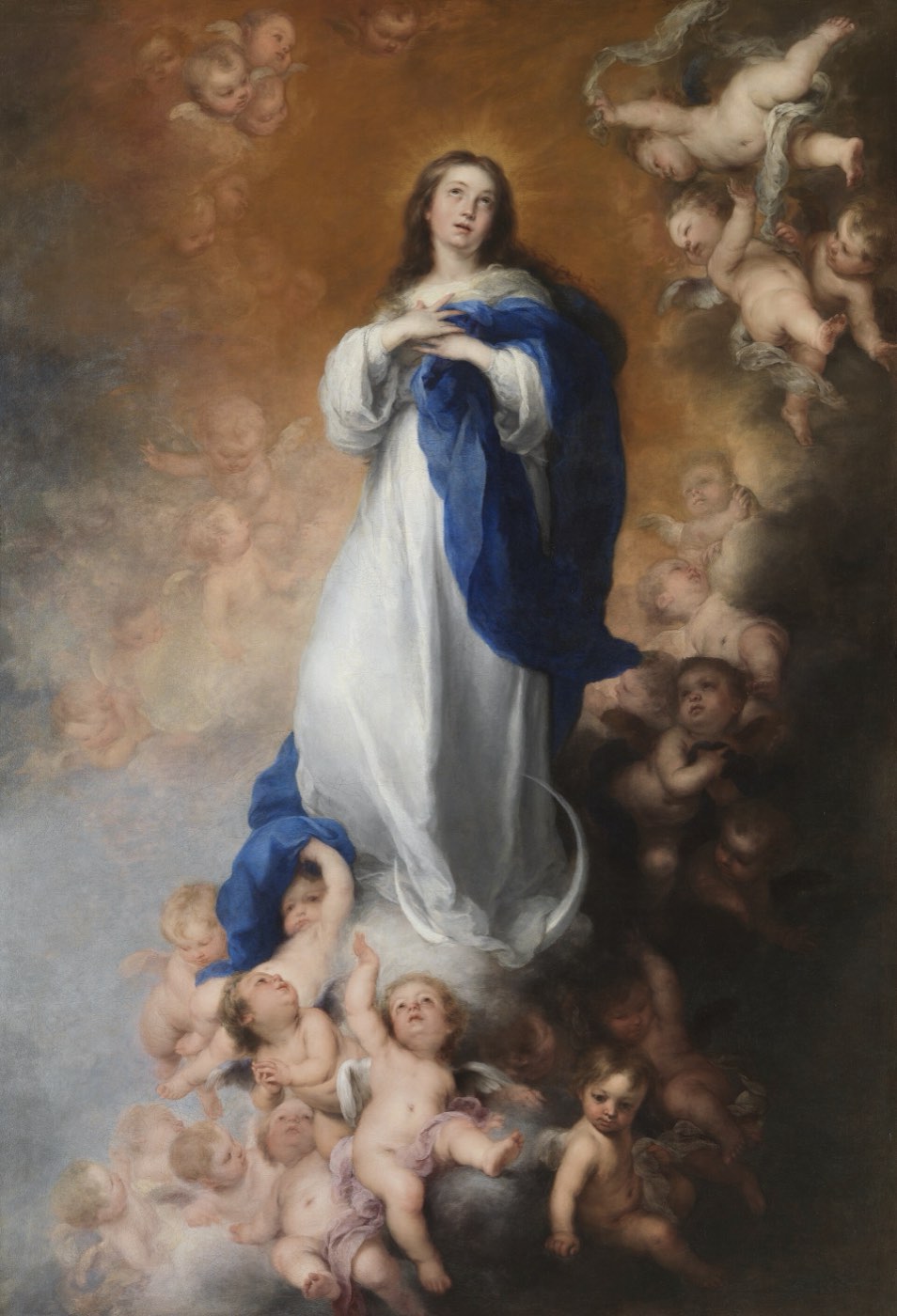 The Immaculate Conception of Soult — Bartolomé Esteban Murillo, 1678 The Virgin Mary appearing in glory, as at Fatima, calling souls to prayer — The Immaculate Conception of Soult by Bartolomé Esteban Murillo