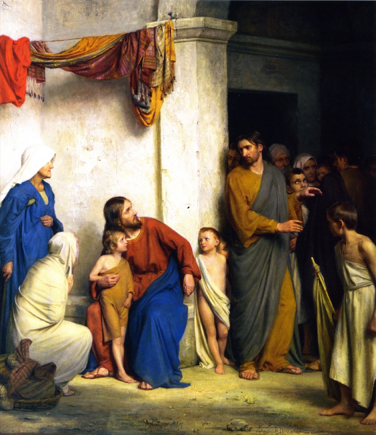 Let the Little Children Come to Me — Carl Bloch, 1800- Christ teaching his disciples to pray the Our Father — Let the Little Children Come to Me by Carl Bloch