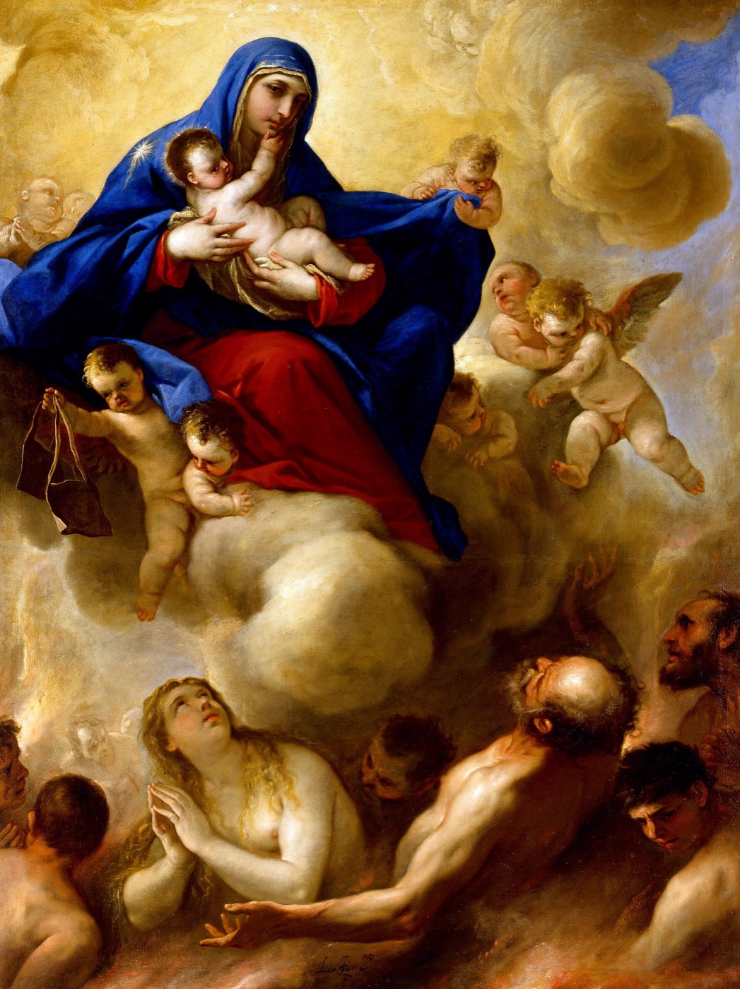 Madonna and Child with Souls in Purgatory — Luca Giordano, 1665 Souls in purgatory awaiting release into the light of God's presence — Madonna and Child with Souls in Purgatory by Luca Giordano